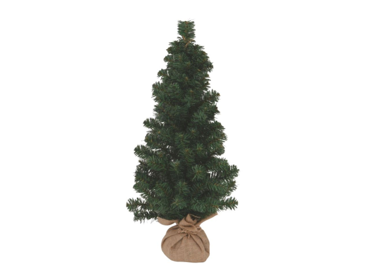 Albero di Natale 90cm verde con base in juta