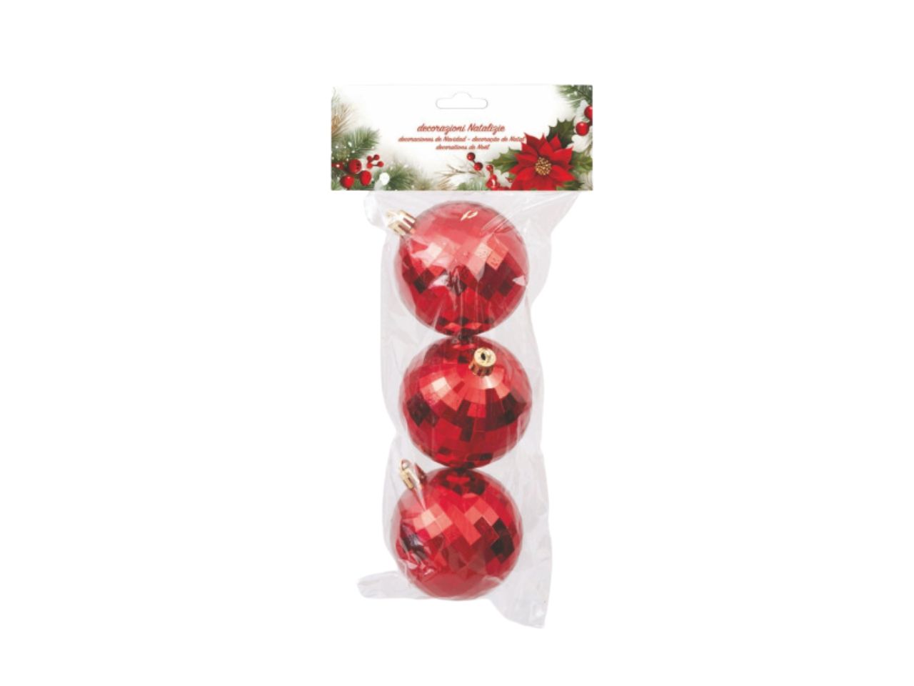 Palla 7cm specchietti in busta da 3 pezzi rosse