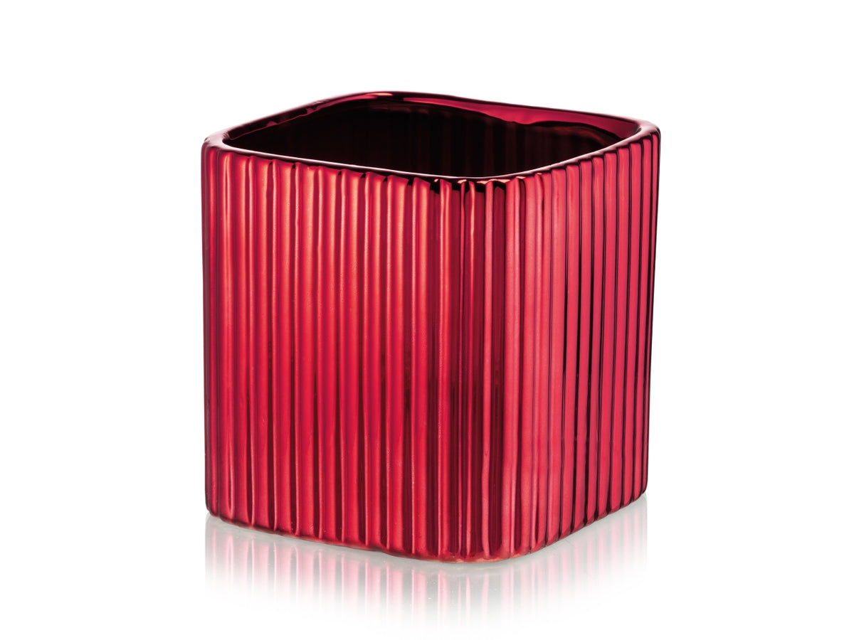 Nairobi cube vaso 13,5x13,5cm rosso metal