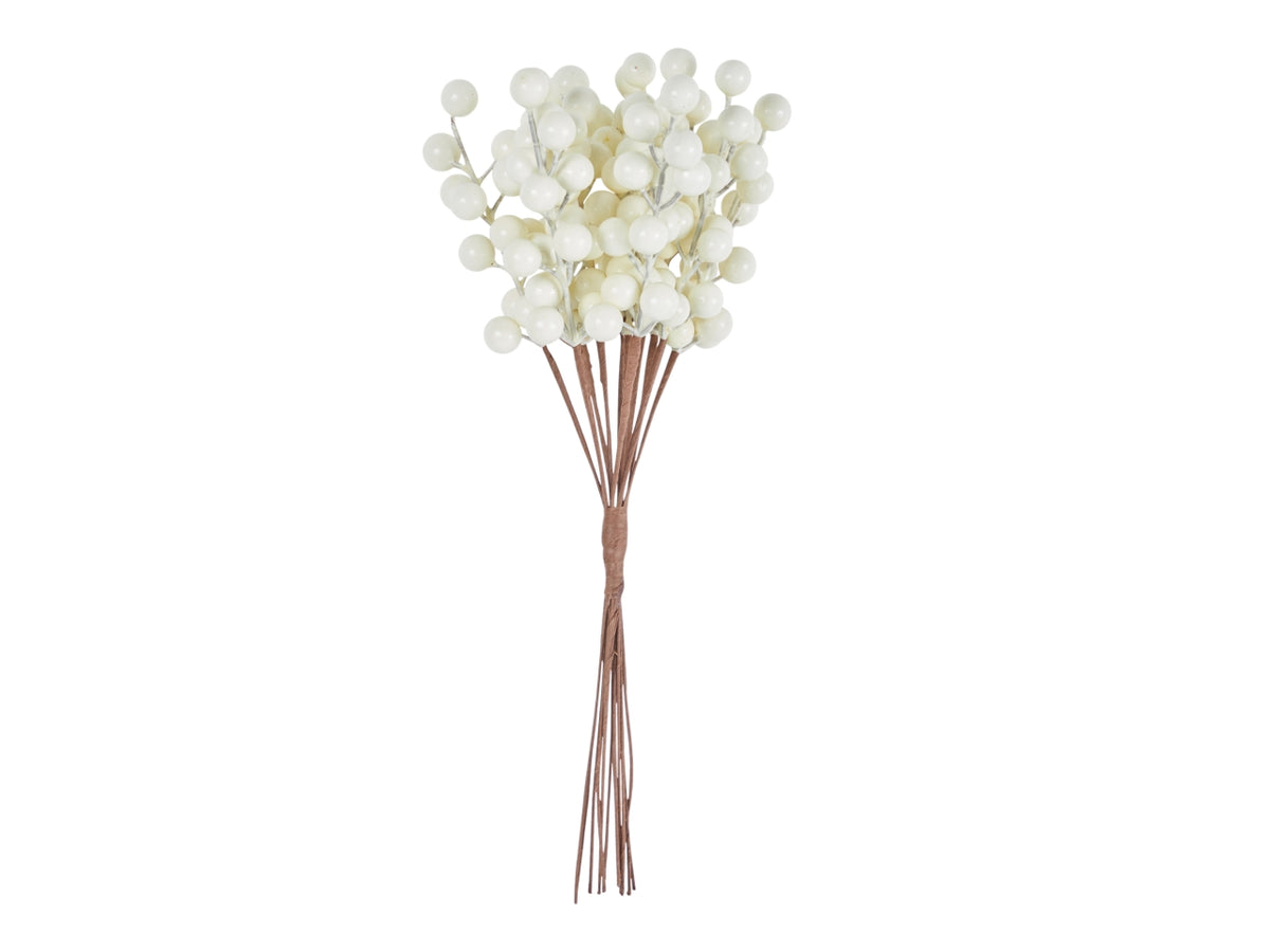 Ramo con bacche 34cm, set 12 rami crema