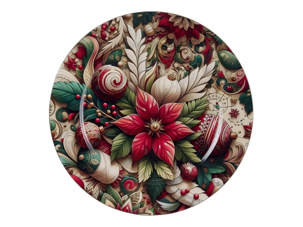Sottopiatto 33cm in plastica con stella di natale rossa