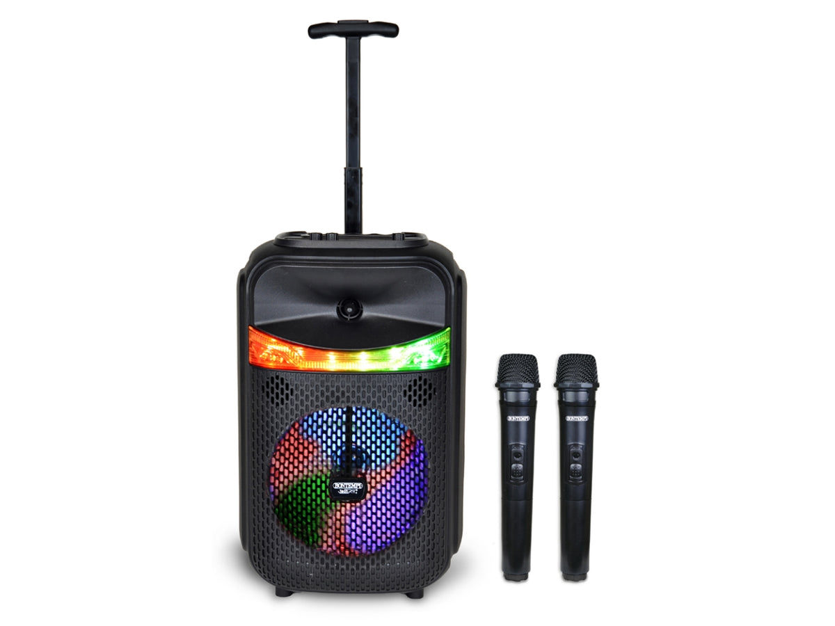 Cassa wireless trolley con 2 microfoni wireless e luci RGB