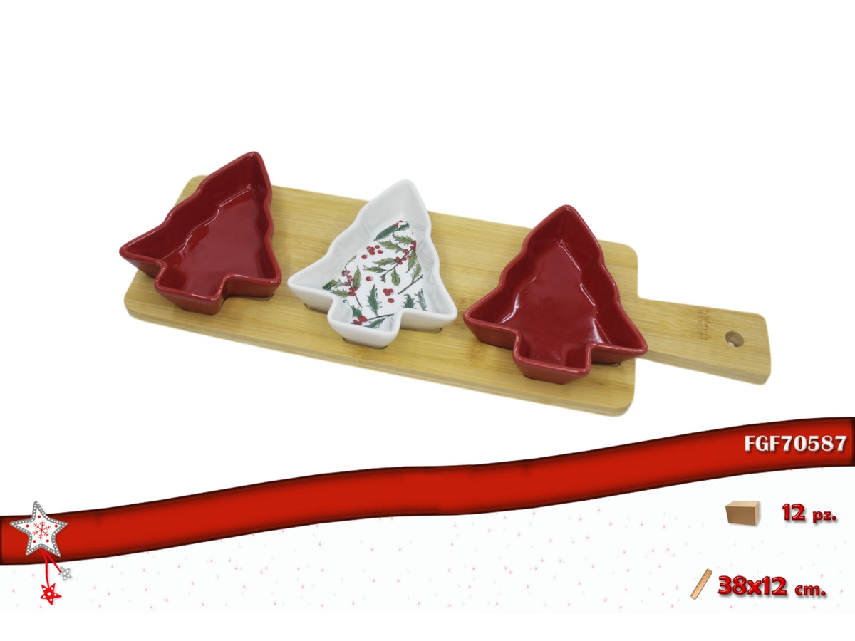 Antipastiera 3ciotole con vassoio 38x12cm