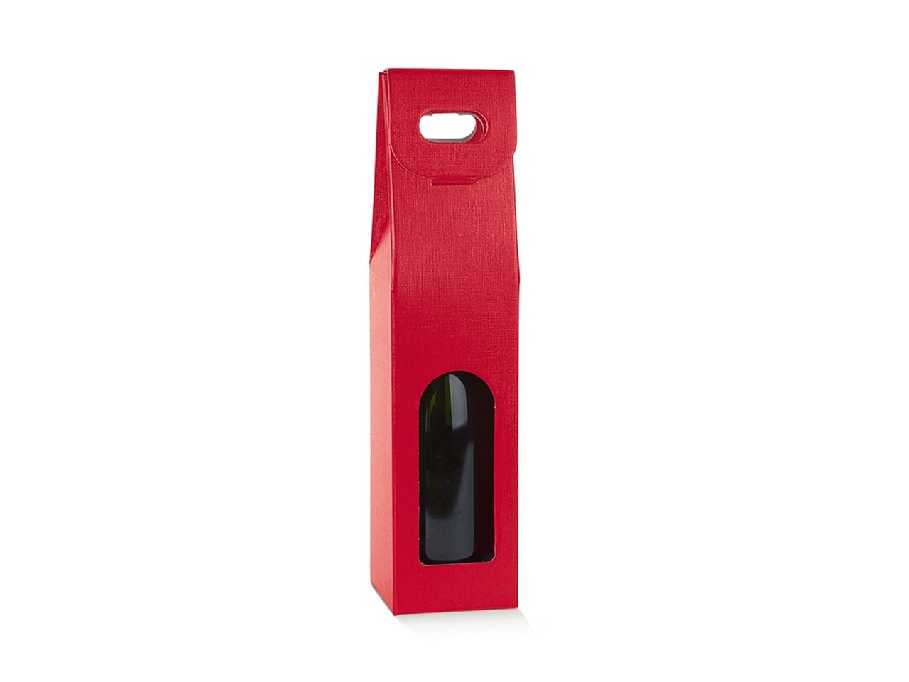 Fibra rosso portabottiglia 1posto con maniglia 9x9x38,5cm