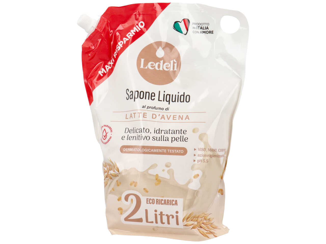 Delizia sapone liquido ricarica 2lt latte d'avena $