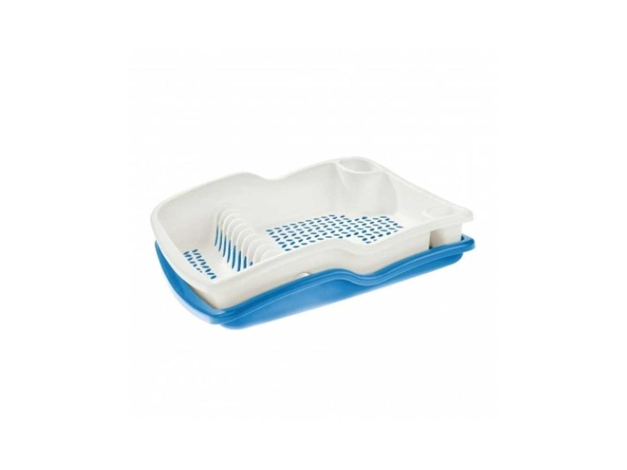 Scolapiatti brio grande + vassoio bianco/blu ardesia
