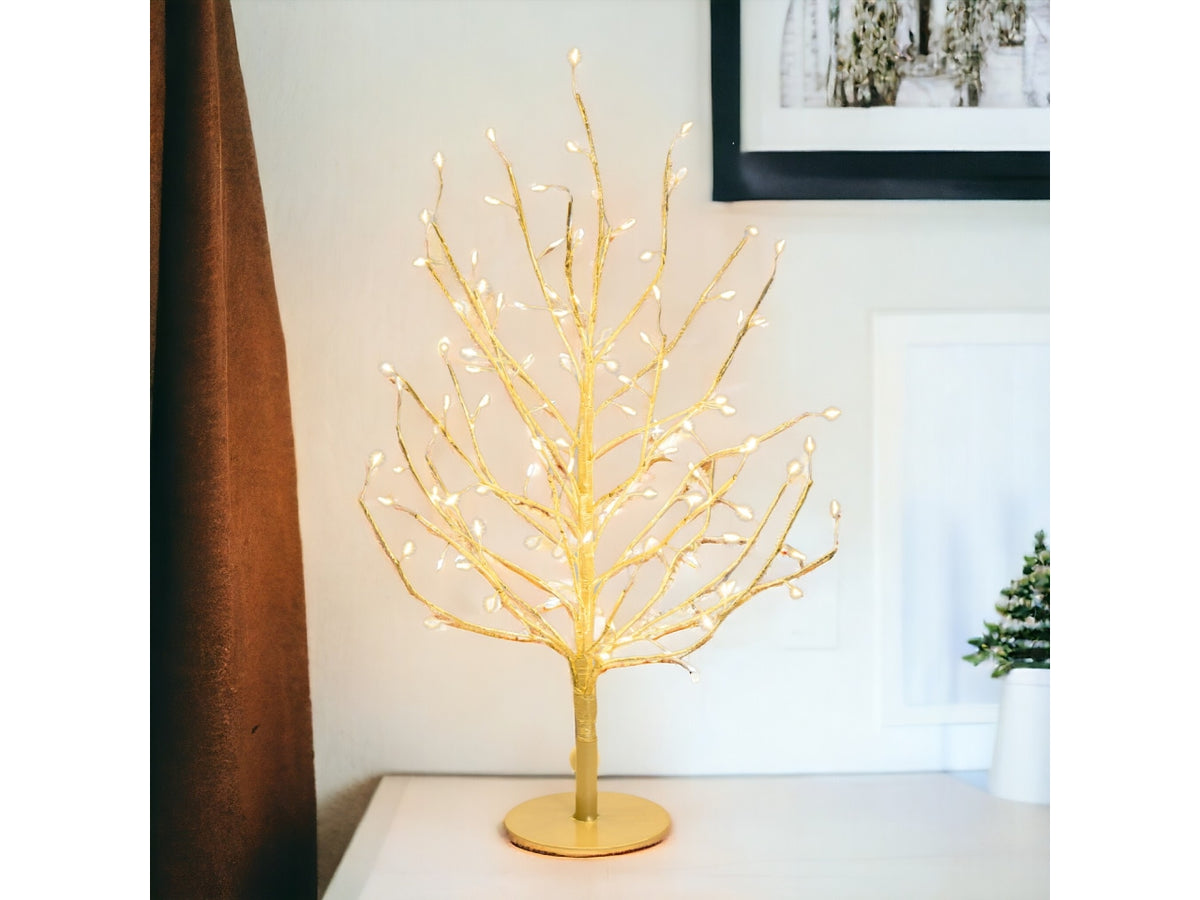 Albero tiglio 45cm ramo champagne diametro 30cm con 108microled bianco caldo e giochi di luce automatico flashled diamond per uso interno/esterno IP44