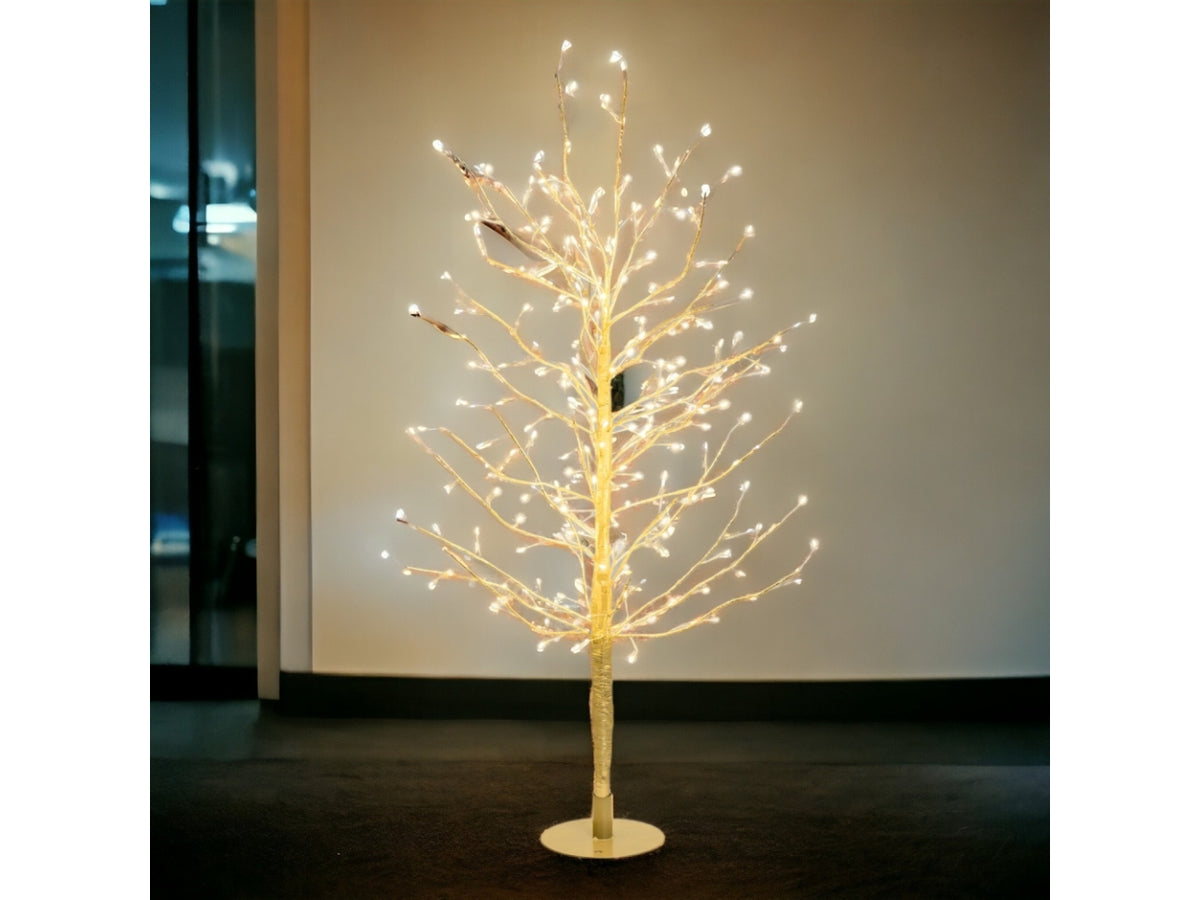 Albero tiglio 90cm ramo champagne diametro 50cm con 240microled bianco caldo e giochi di luce automatico flashled diamond per uso interno/esterno IP44