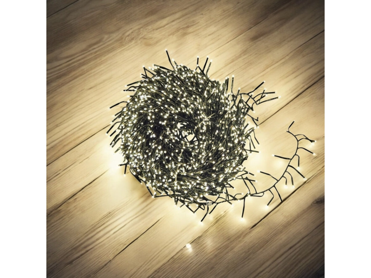 Catena 1000miniled bianco caldo con 8 giochi di luci, filo verde 4+20mt per uso interno/esterno IP44