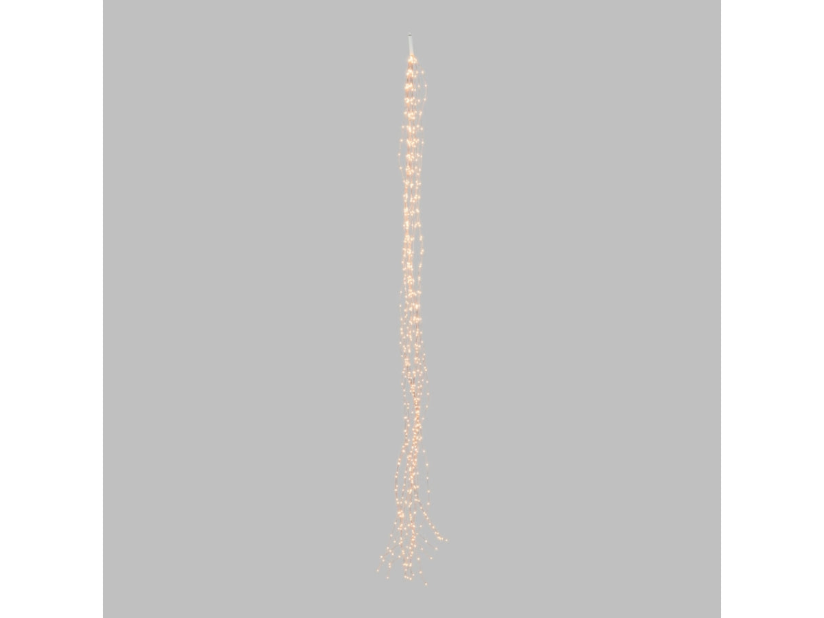 Cascata 600 microled bianco traditional e gioco di luce automatico flashled diamond, 2mt filo rame per uso interno/esterno