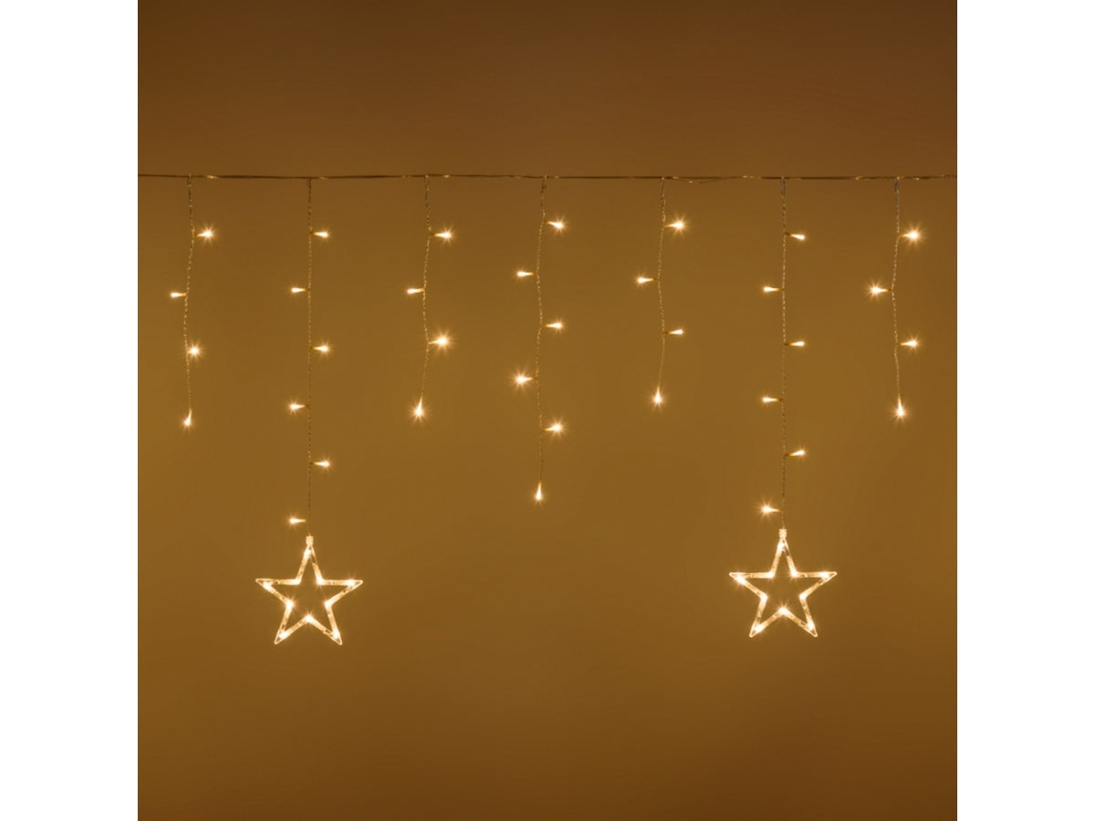 Tenda 400xh.80cm 150led bianco caldo e 8 giochi di luce, cavo trasparente per uso interno/esterno