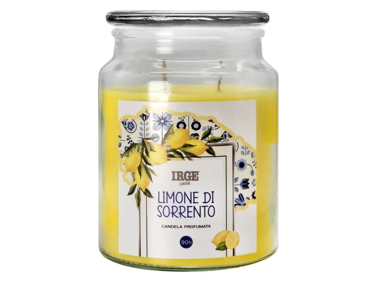 Candela in vaso di vetro con coperchio, profumazione limone di sorrento 510gr