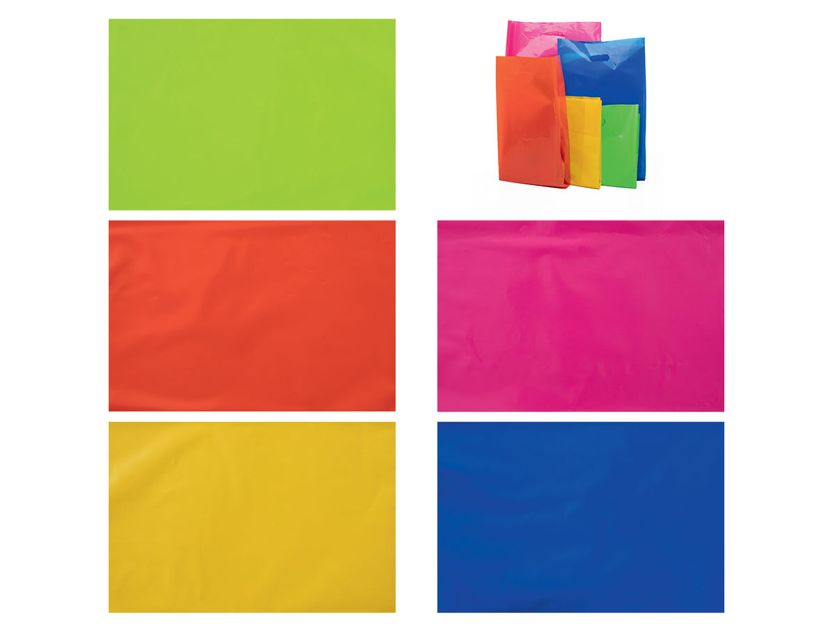 Buste colours bags tinta unita con manico e soffietto 30x50+5cm in confezione da 100 pezzi assortiti