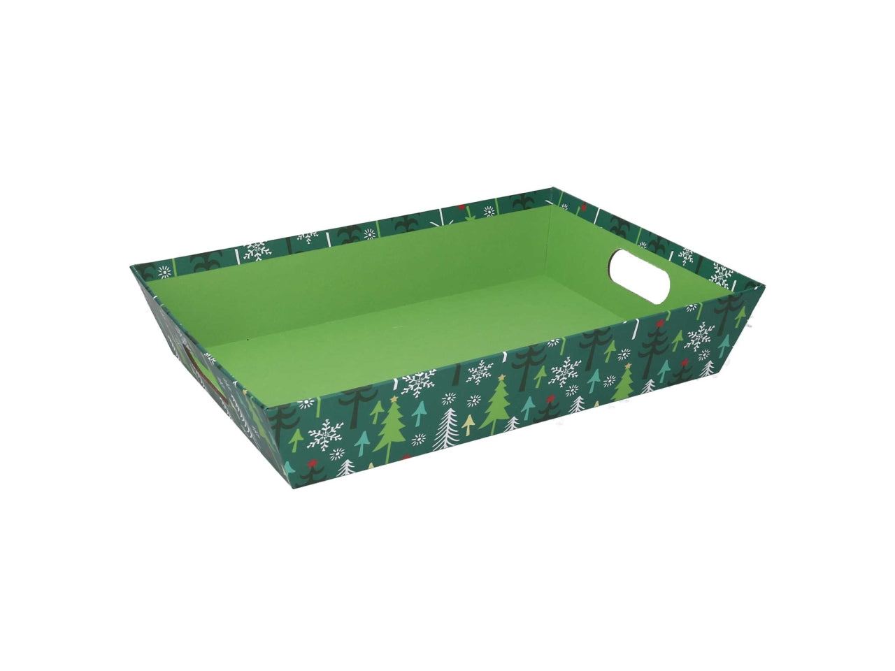 Cesta in cartone rettangolare con alberi 35x26xh7cm verde