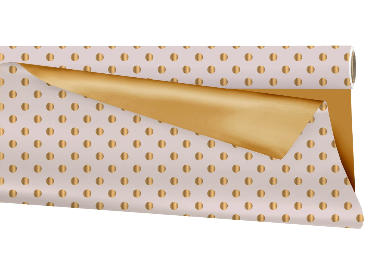 Bobina a pois in ppl dople face bianco a pois oro/oro 1x25mt