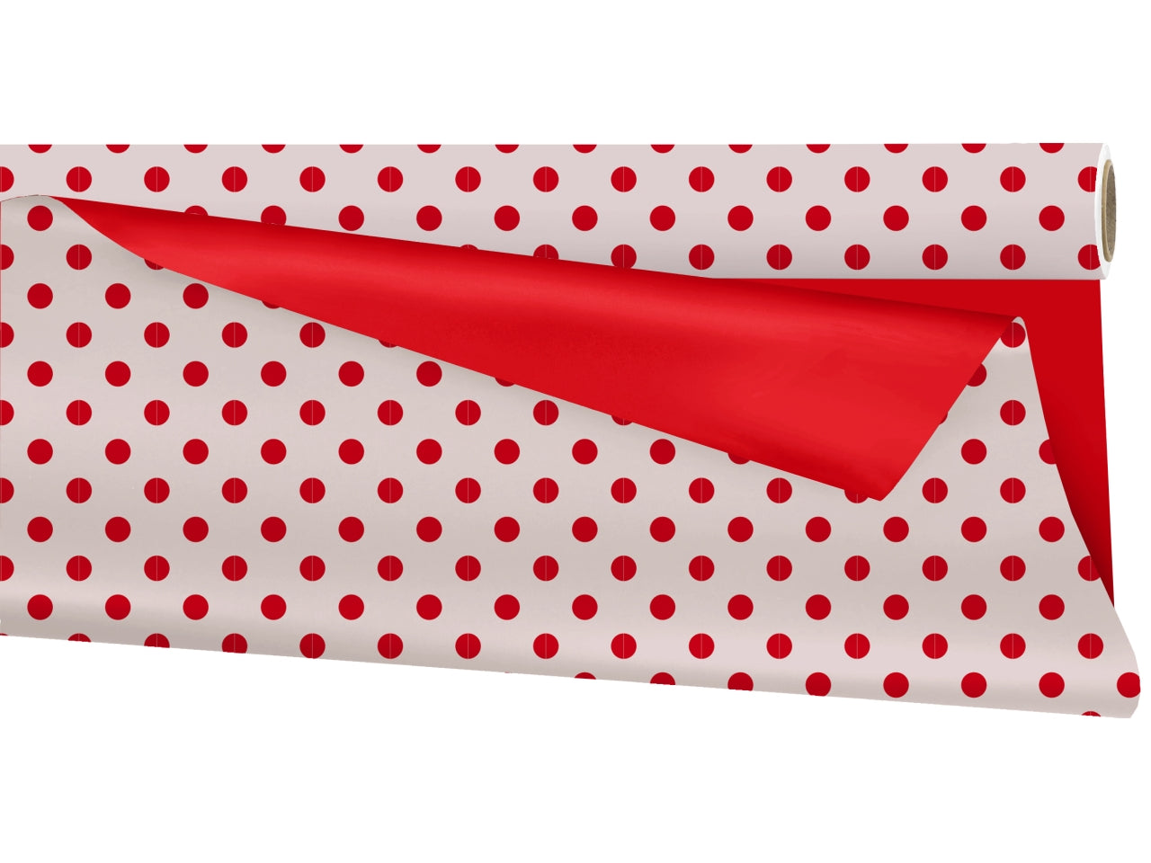 Bobina a pois in ppl dople face bianco a pois rosso/rosso 1x25mt