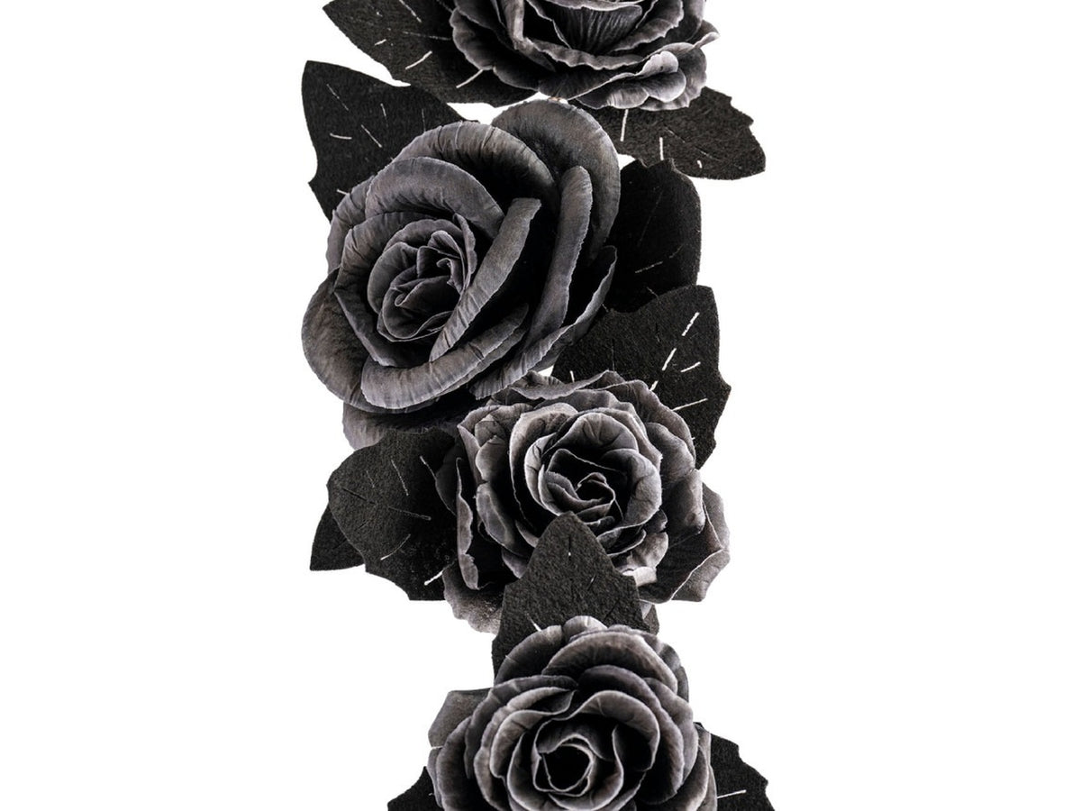 Ghirlanda floreale lusso 160cm con rose nere