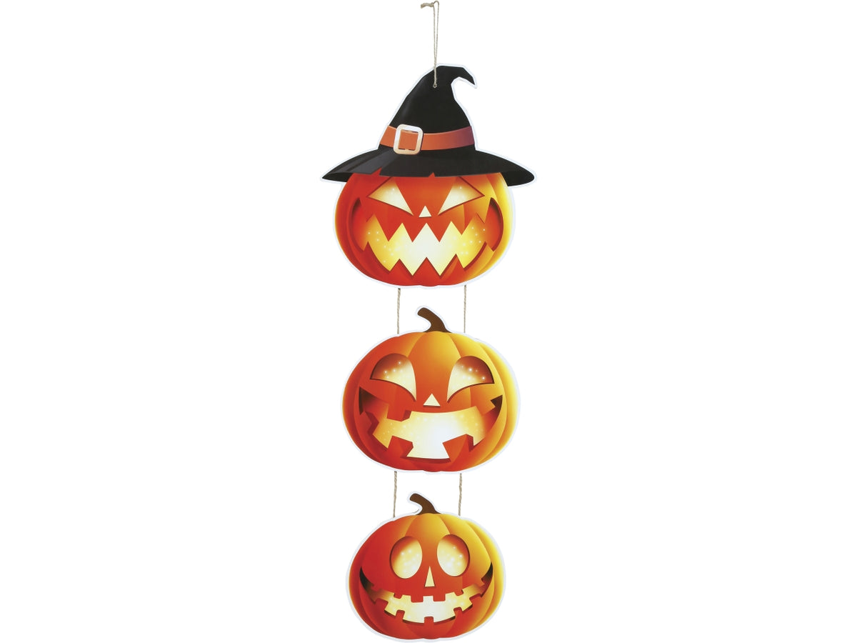Decorazione 3 zucche 64cm legno
