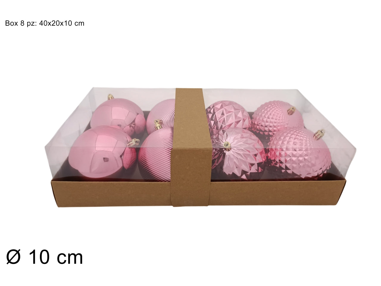 Palla 10cm in confezione da 8 pezzi modelli assortiti rosa