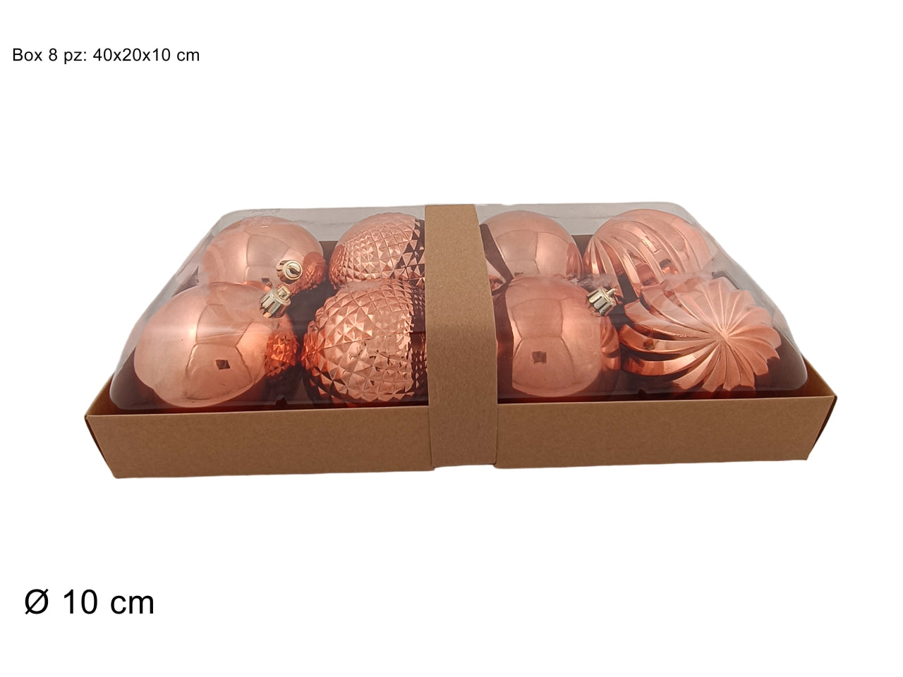 Palla 10cm in confezione da 8 pezzi modelli assortiti rame