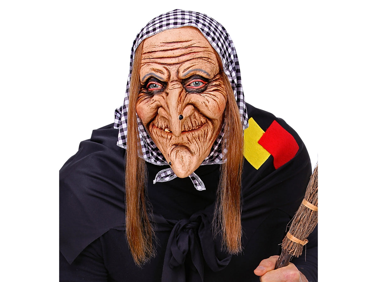 Maschera strega con capelli e foulard