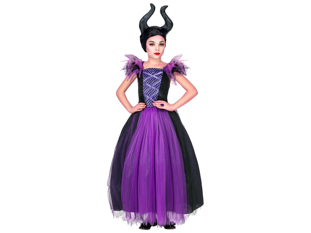 Costume malefica 128cm 5-7anni composto da vestito e copricapo