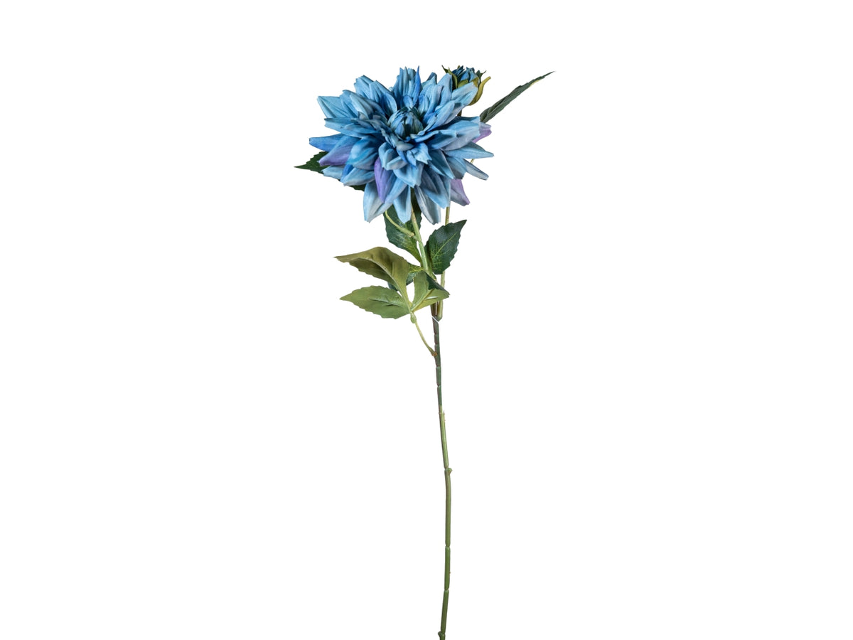 Ramo dalia 60cm con bocciolo blu vintage