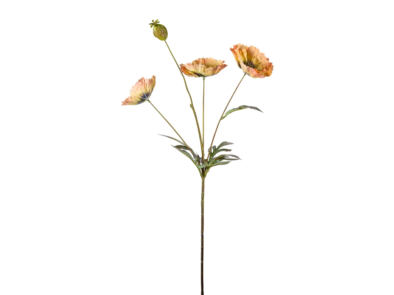 Ramo papavero 70cm fiori con bocciolo arancio
