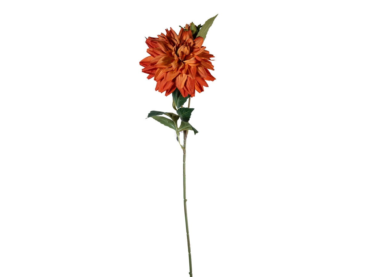Ramo dalia 60cm con bocciolo arancione