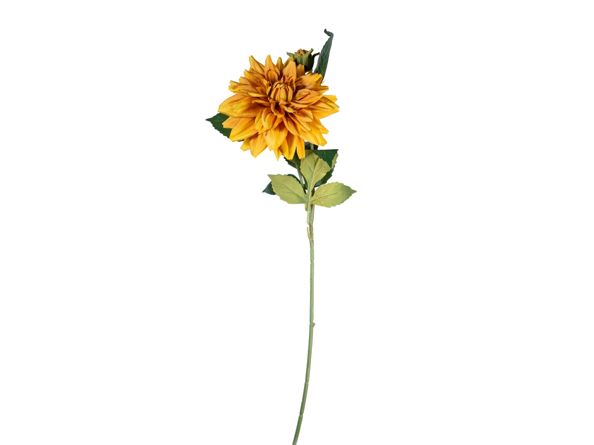 Ramo dalia 60cm con bocciolo senape