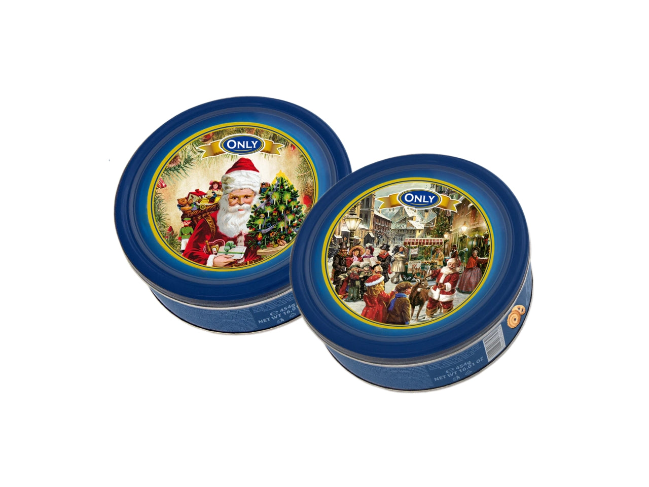 Biscotti al burro in scatola di latta natale nostalgicamente 454gr decori assortiti
