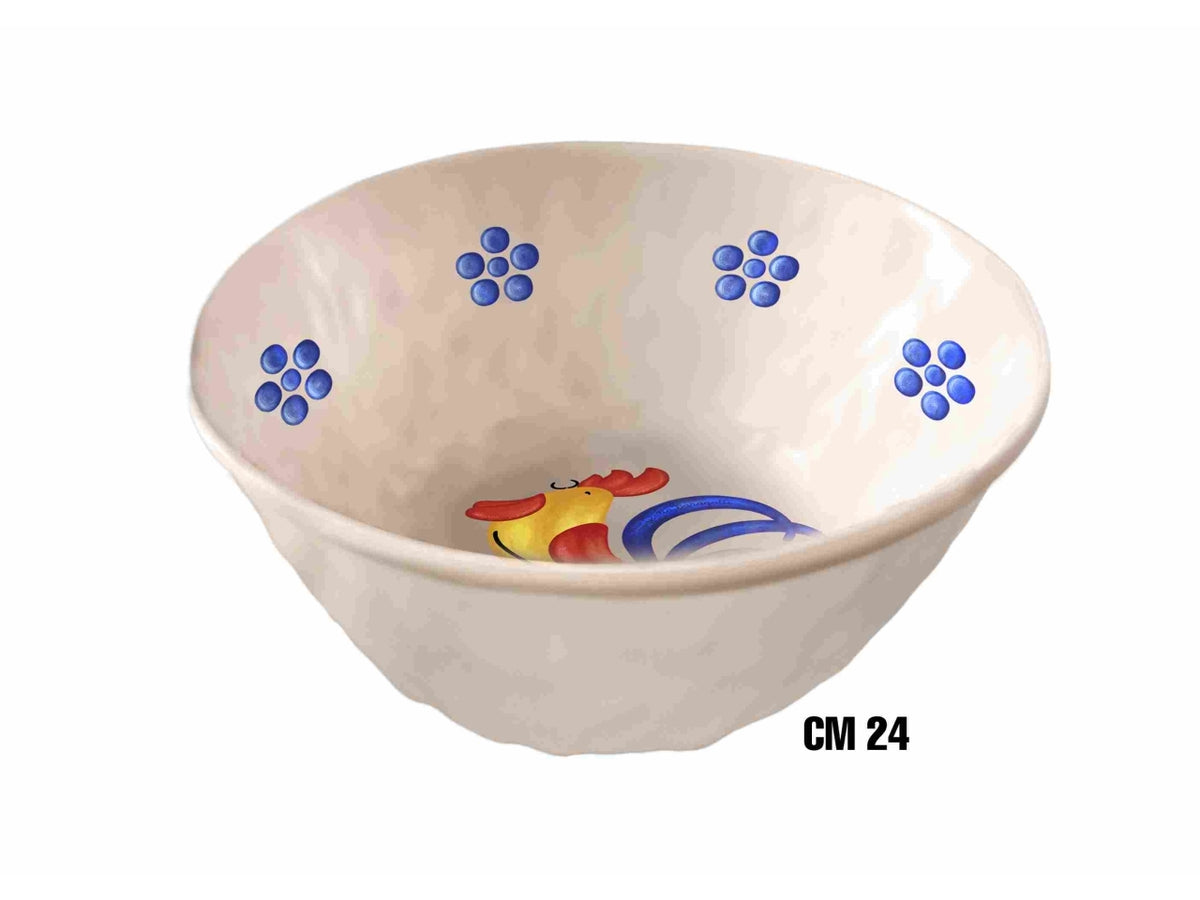 Insalatiera 24xh.9cm in melamina con decoro gallo