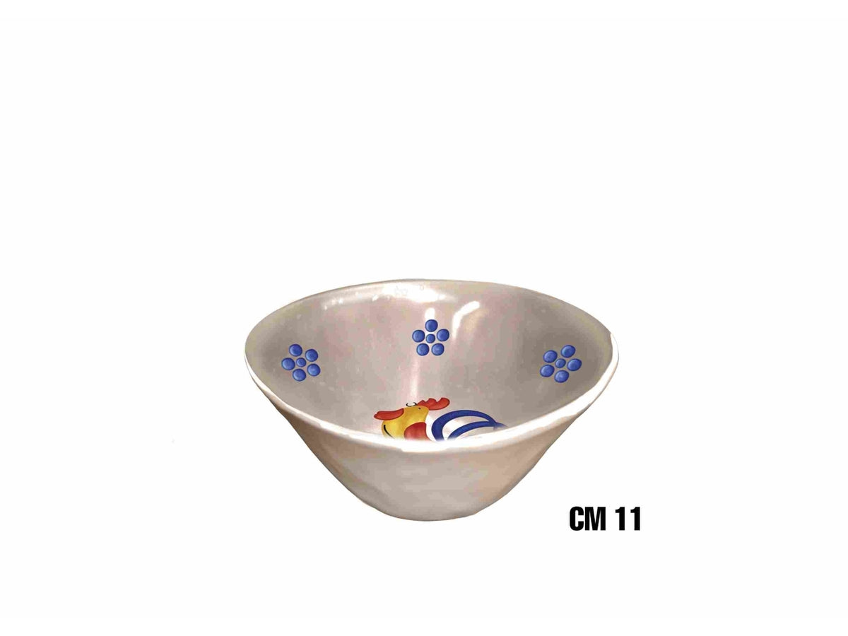 Insalatiera 11xh.6cm in melamina con decoro gallo