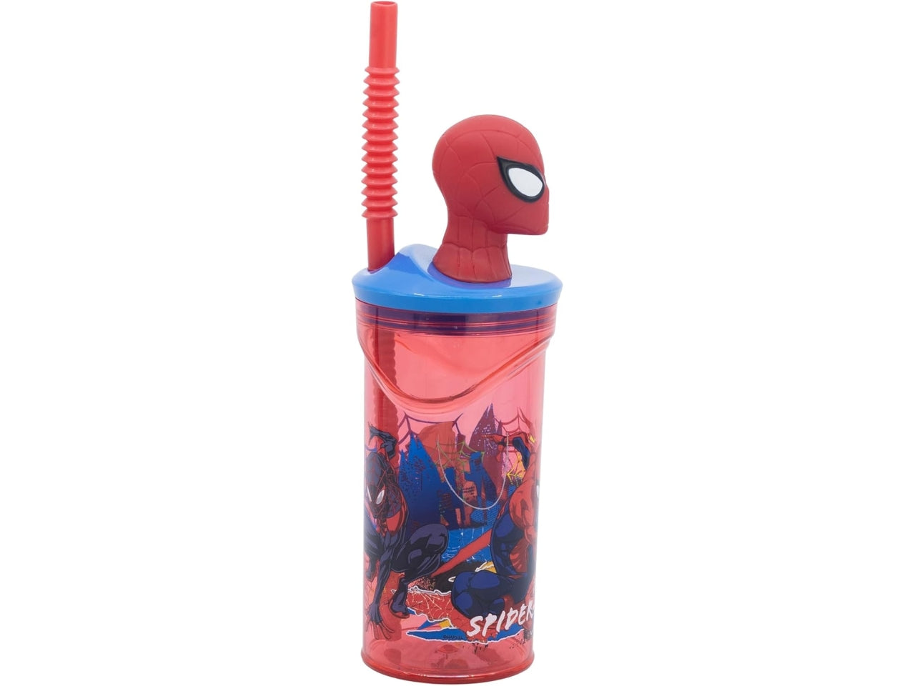 Bicchiere con cannuccia Spiderman 3D