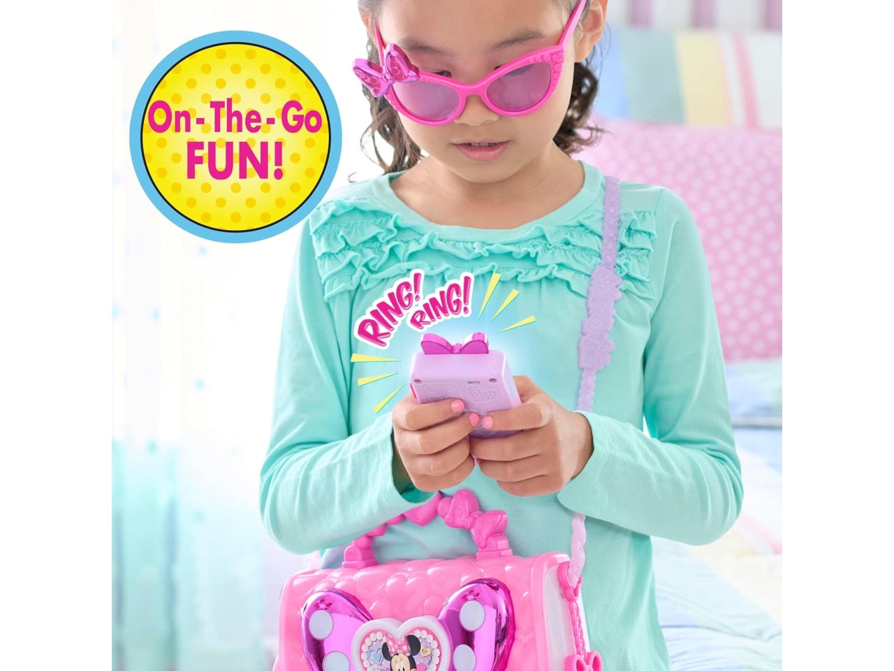 Minnie mouse set borsetta con occhiali e altri accessori con fiocco