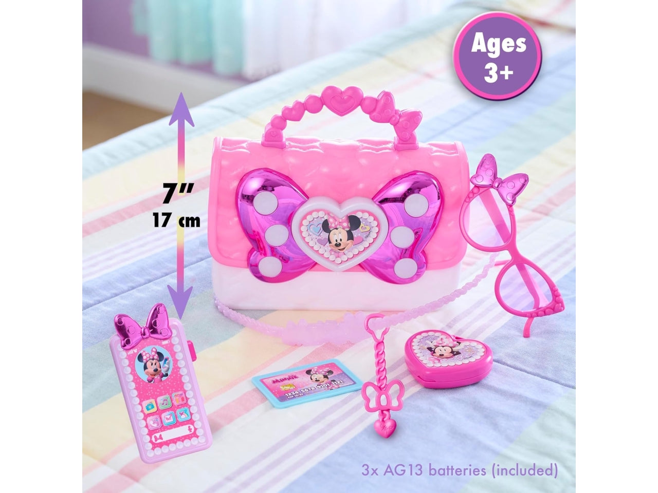 Minnie mouse set borsetta con occhiali e altri accessori con fiocco