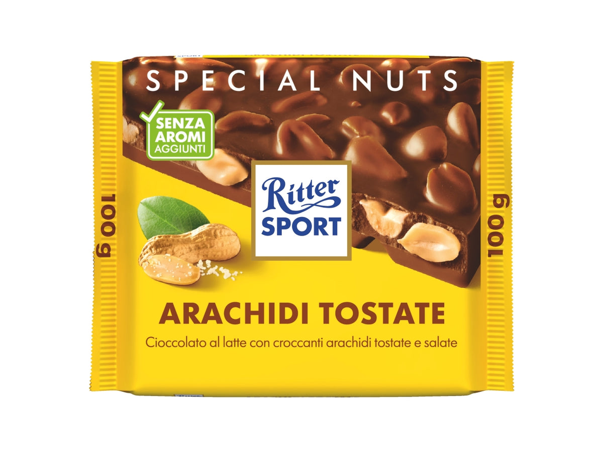 Ritter sport tavoletta 100gr roasted peanut al cioccolato al latte e arachidi tostati