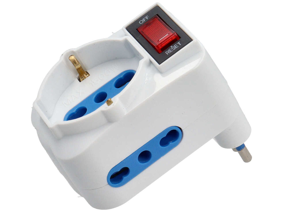 Adattatore 10A salvaspazio Schuko bianca Inter+pro