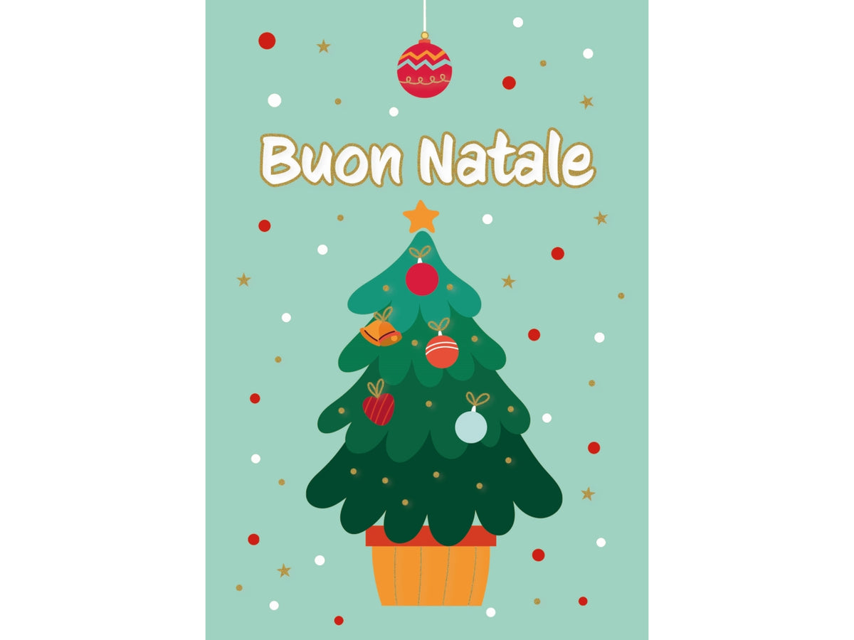 Biglietto buon natale con albero