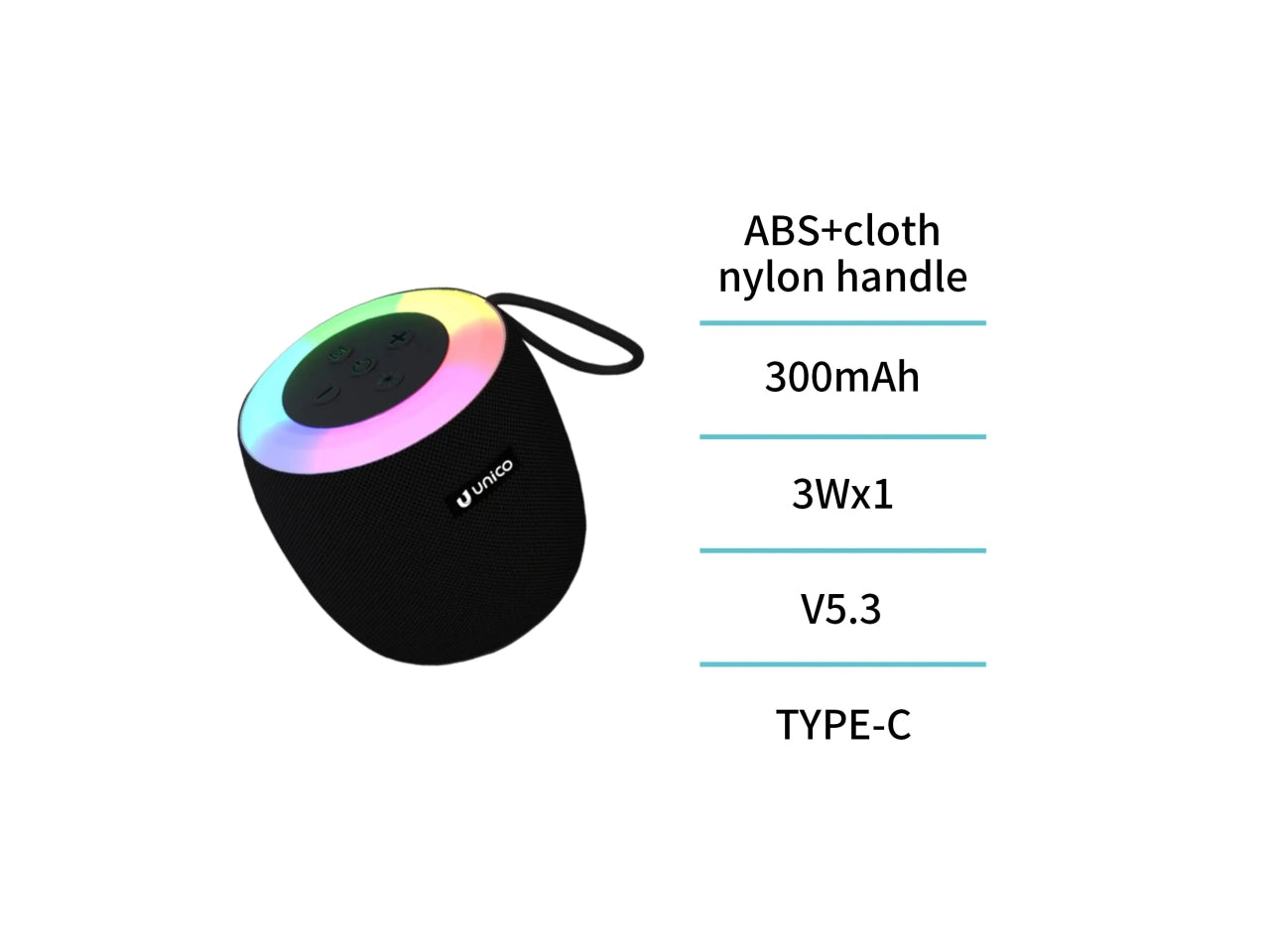 Casse in tessuto, RGB superiore, versione MINI verticale, 3W nero