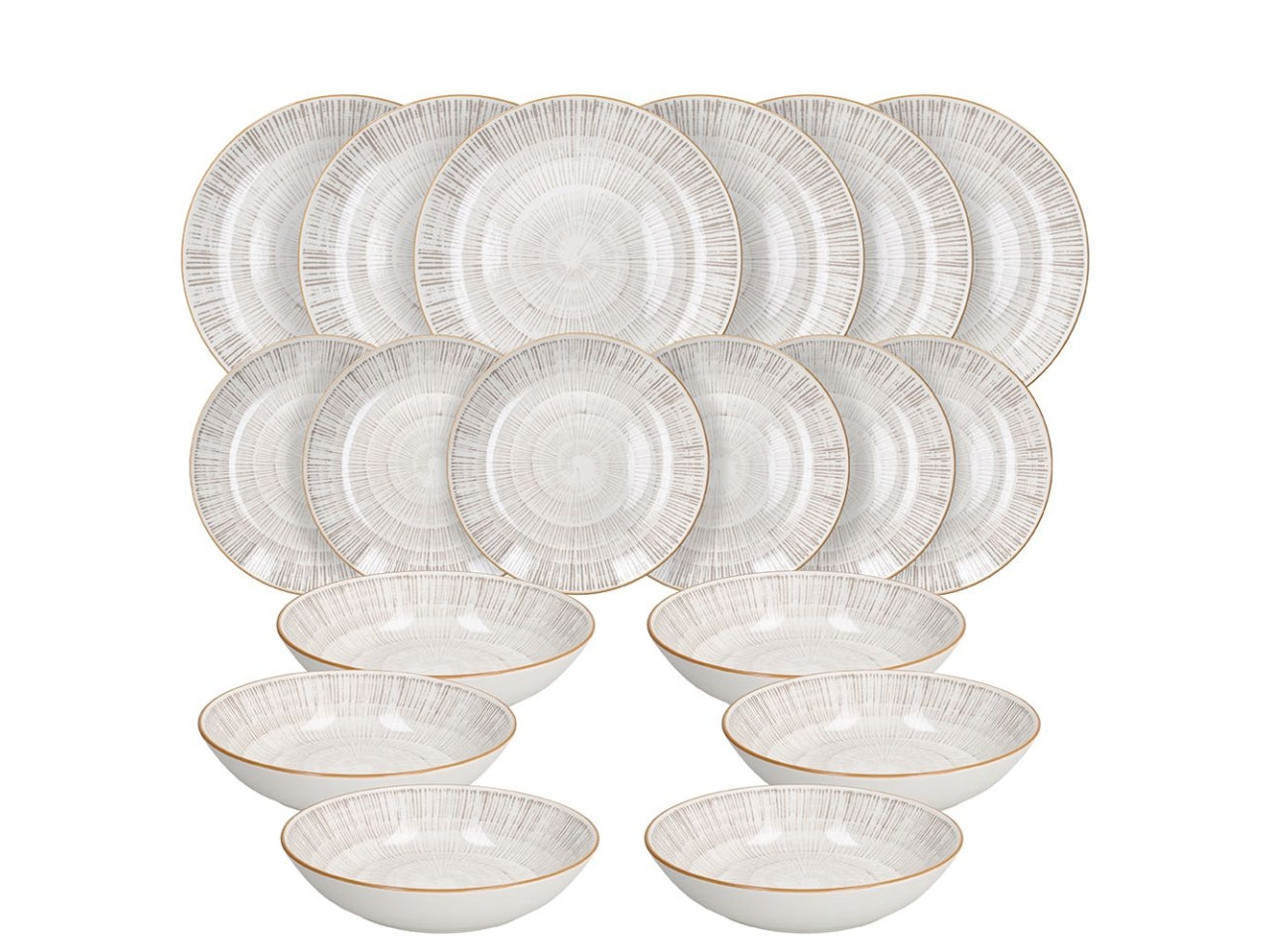 Servizio da 18 piatti Madison Virtuo in porcellana beige