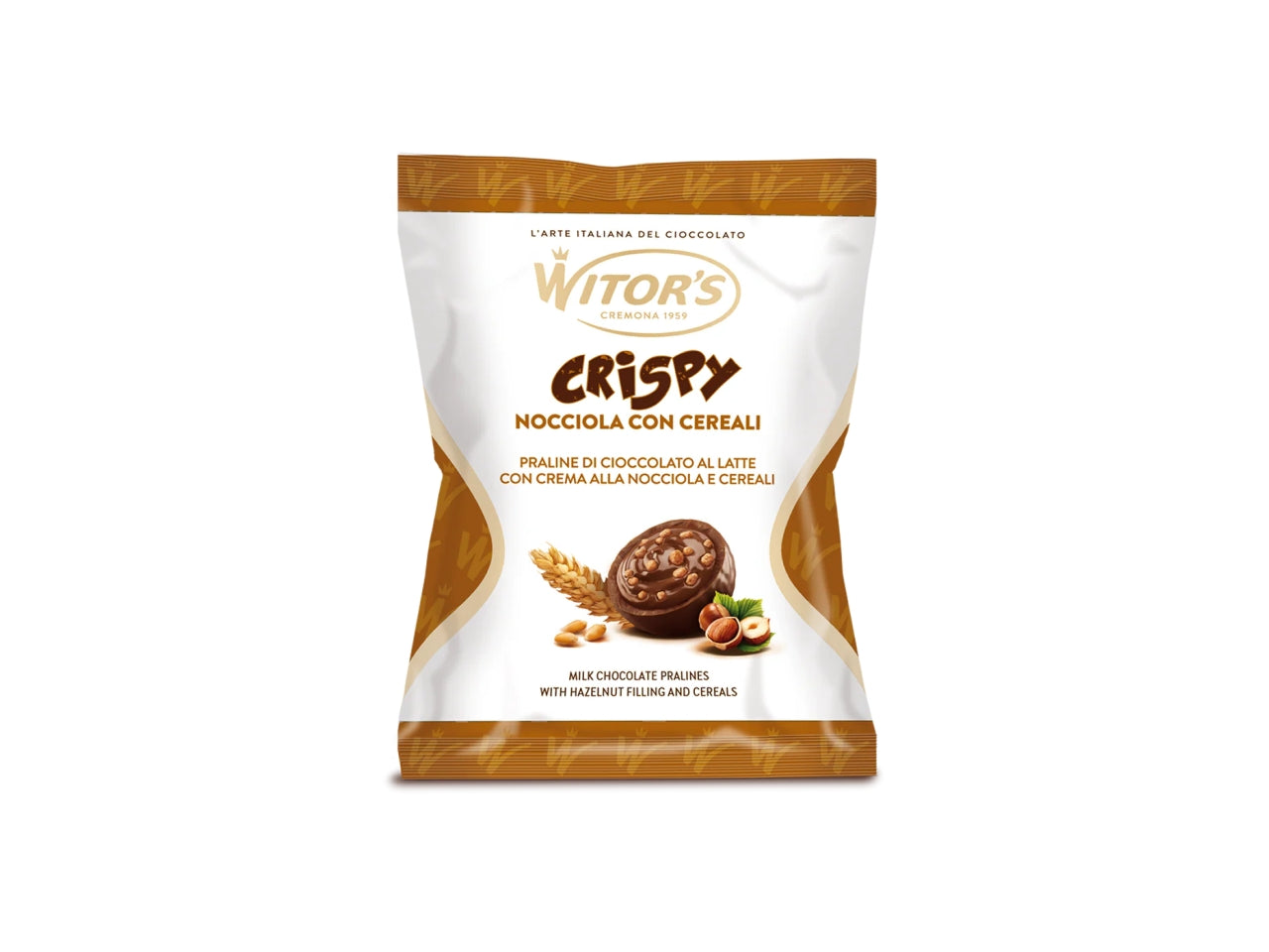 Witor's crispy cereali, praline al latte con crema alla nocciola 95gr