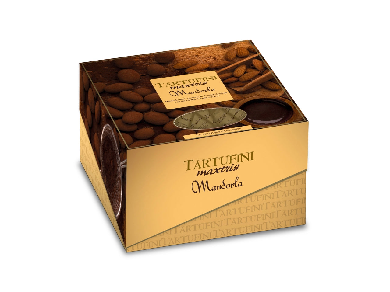 Maxtris tartufini mandorla al cioccolato fondente, incartati singolarmente 500gr