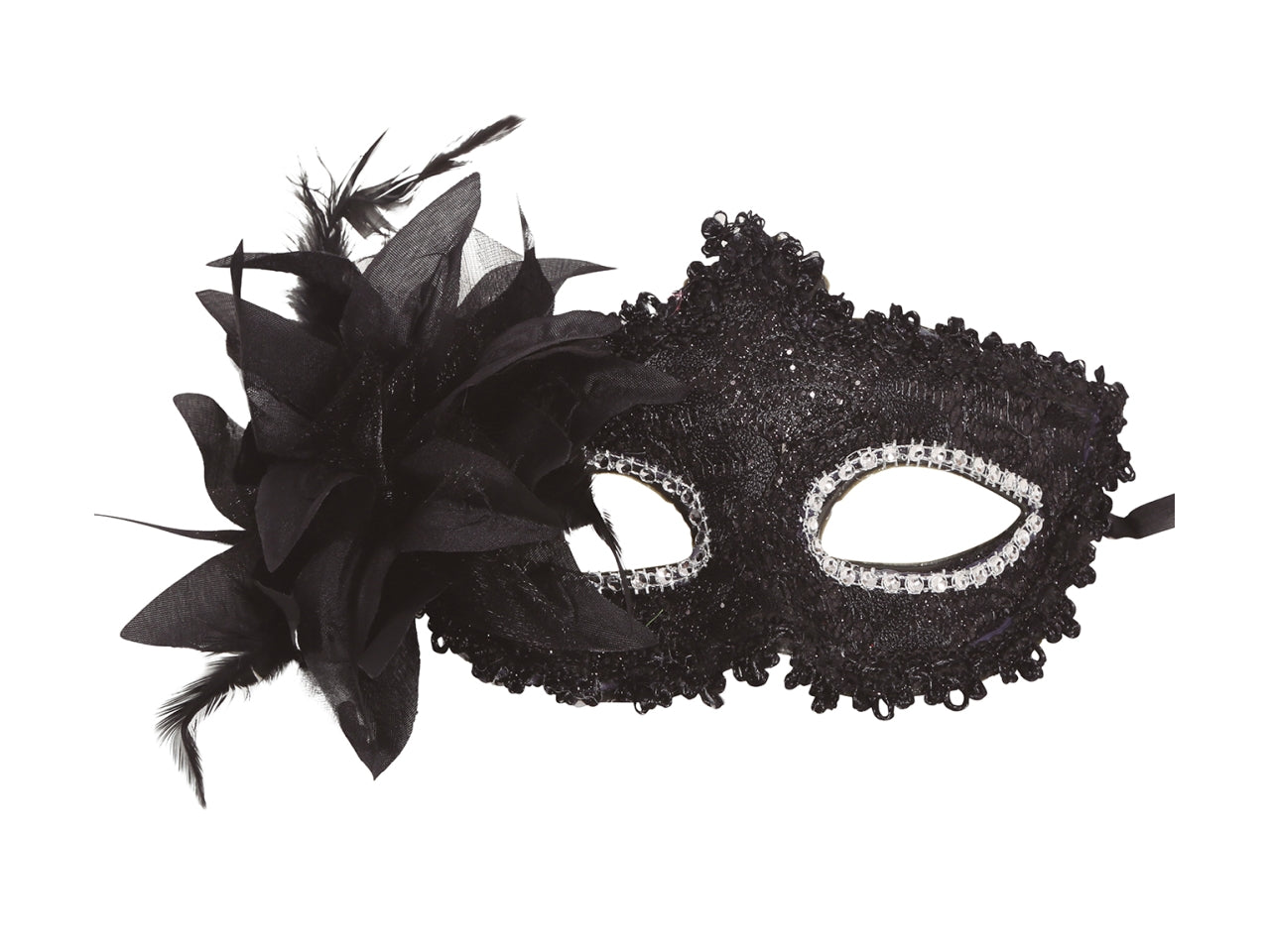 Mascherina nera con fiore