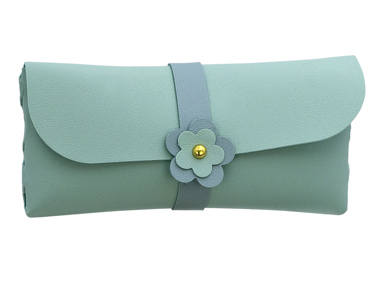 Astuccio pochette in similpelle 19x9x2cm celeste polvere
