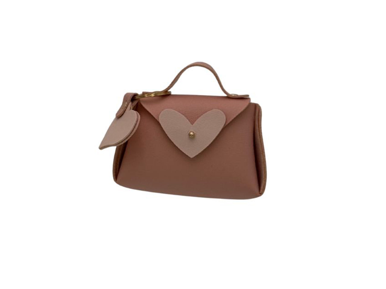 Borsetta in similpelle con portachiavi cuore rosa