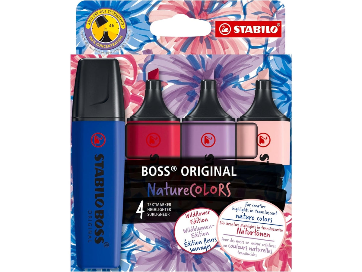 Stabilo evidenziatore Boss naturecol wild la confezione contiene 4 pezzi in colori assortiti