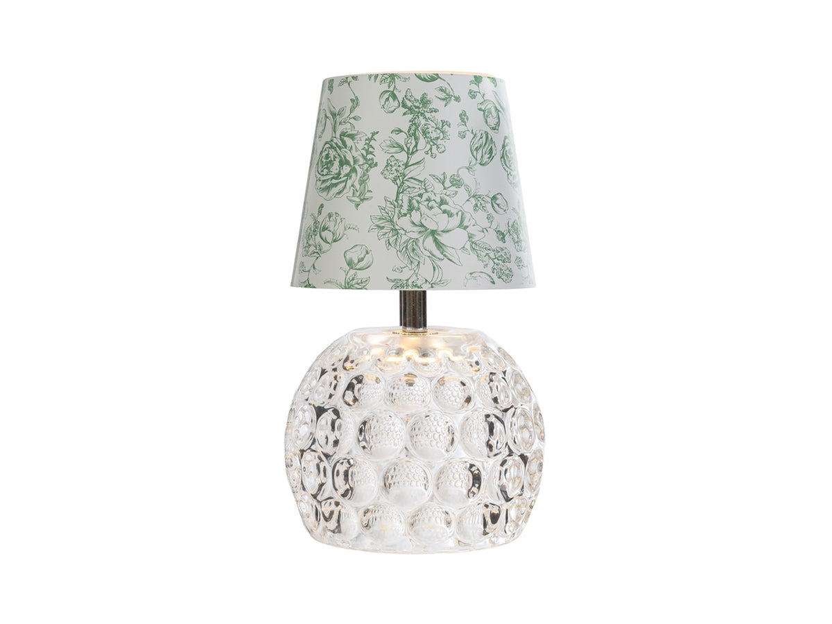 Toile lampada led touch con cappa a fantasia verde 11xh.20cm