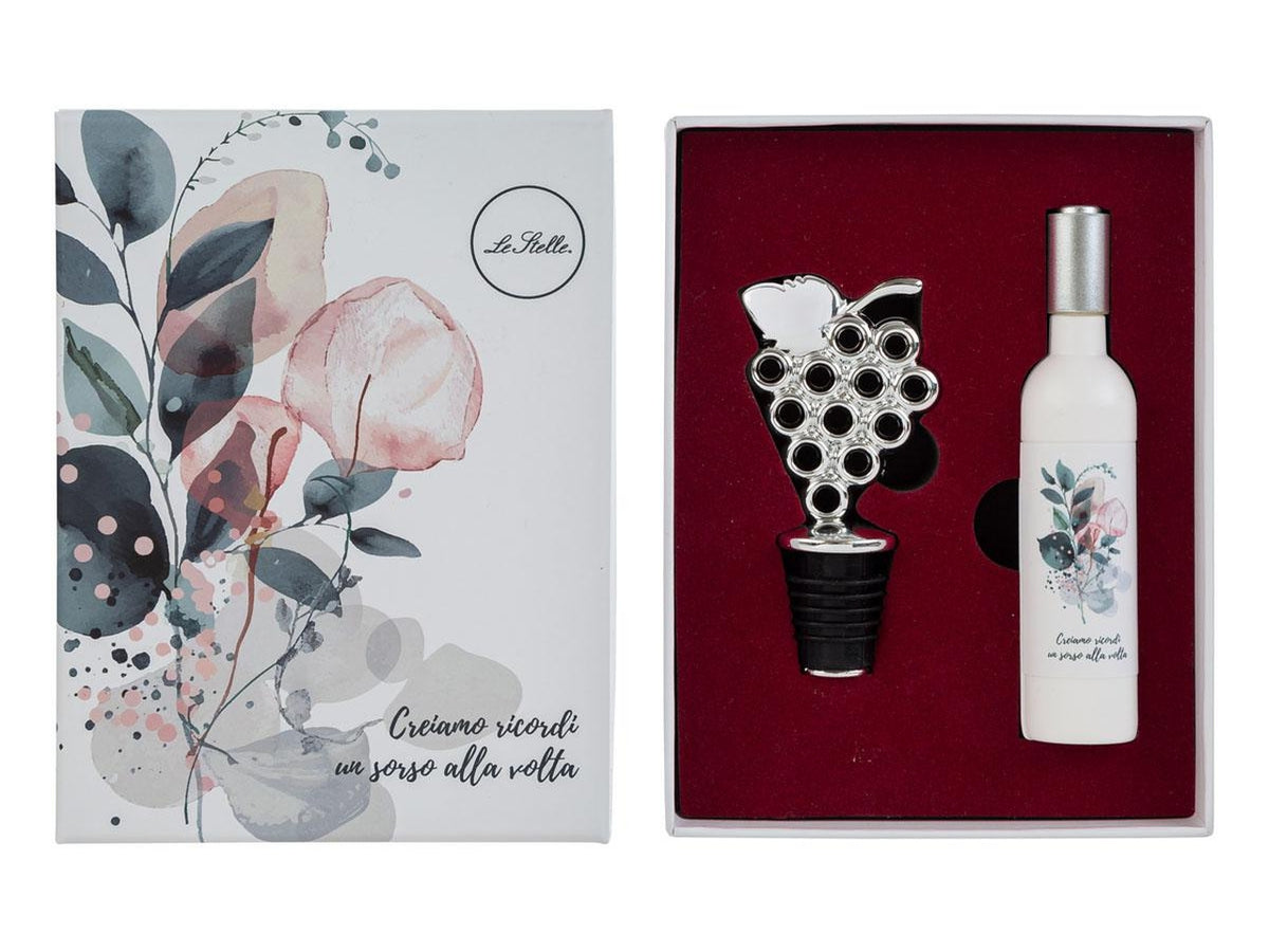 Sorsi d'amore accessori vino in scatola con apribottiglia e tappo