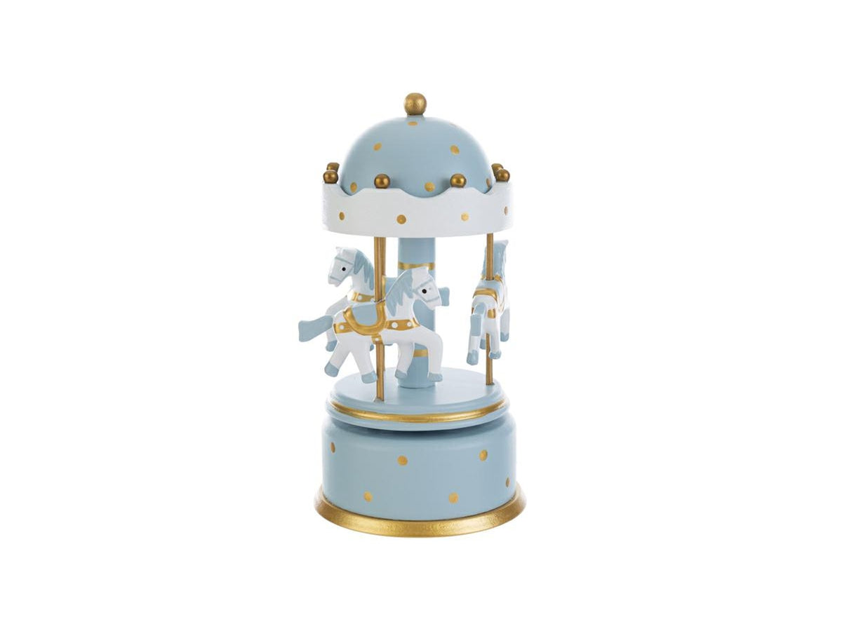 Giostrina carillon in legno 10,5x21cm celeste con astuccio abbinato